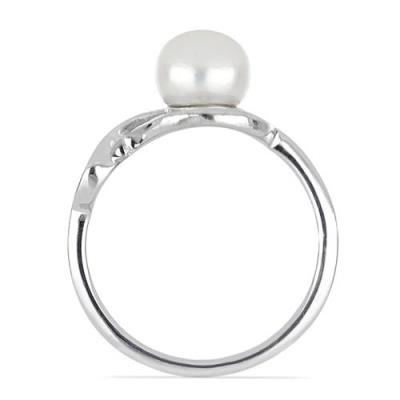 BUY STERLING SILVER NATURAL WHITE FRESHWATER PEARL GEMSTONE  RING